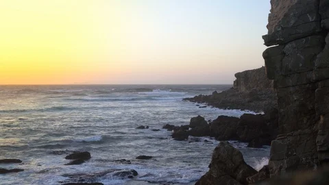 Sunset on the ocean. view from the cliff Stock Footage 116505534