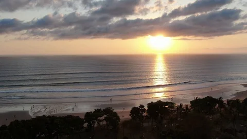 Sunset at the ocean view from drone Stock Footage 120581172