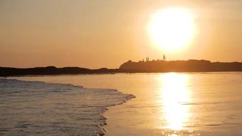 Sunset Ocean Water View Slowmotion 4k Stock Footage 102616870