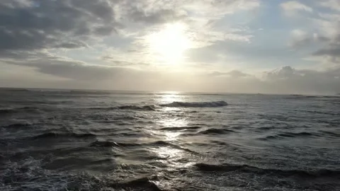 Sunset ocean wave view zoom  Stock Footage 303639029