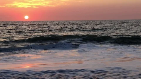 Sunset, ocean, waves close, sound Stock Footage 78113998