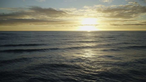 Sunset on Ocean Waves (Drone) Stock Footage 82770069