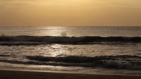 Sunset Ocean waves Stock Footage 78009173