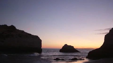 Sunset on the ocean with waves in portugal Stock Footage 55843524