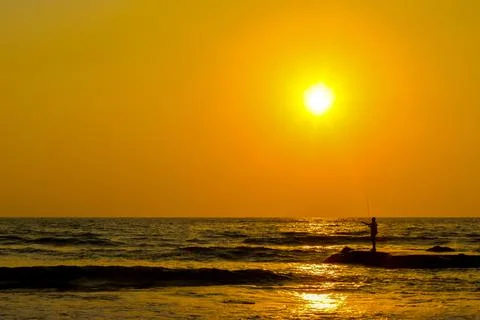 Sunset On Ocean's Horizon Stock Photos