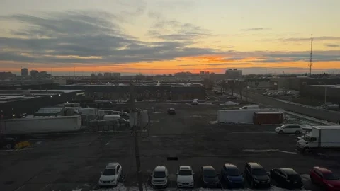 Sunset from the office in the city Video stock 221948030