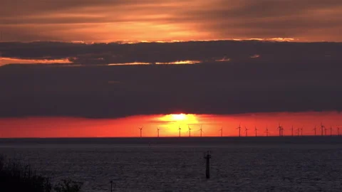 Sunset offshore wind farm Stock Footage 272472194
