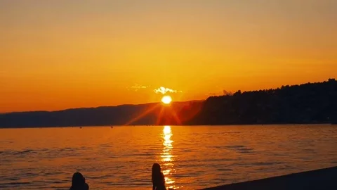 Sunset on Ohrid Lake Stock Footage 76836106