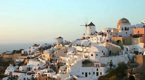 Sunset Oia Stock Footage 32409508