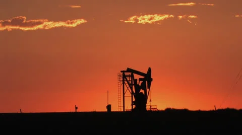 Sunset with oil pump Stock Footage 23339392