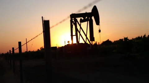 Sunset Oil Rig Stock Footage 44266659