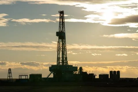 Sunset Oil Rig Stock Photos
