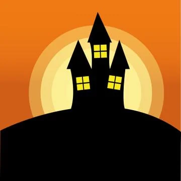 Sunset Old Castle Stock Illustration