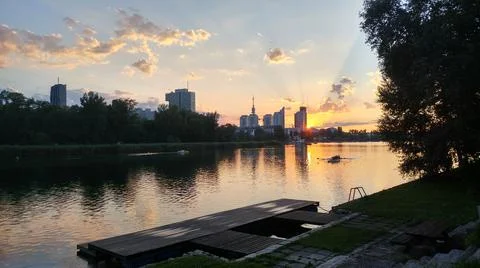 Sunset at Old Donau Stock Photos