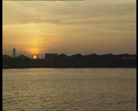 Sunset in old Port of Antwerp Stock Footage 655559