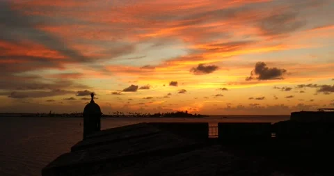 Sunset from old san juan at summer, Puerto Rico in 4k Stock Footage 138039384
