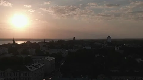 Sunset in the old town view from a drone Stock Footage 209171231