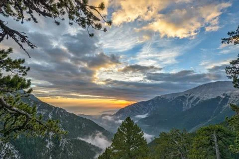 Sunset in Olympus mountains 스톡 사진