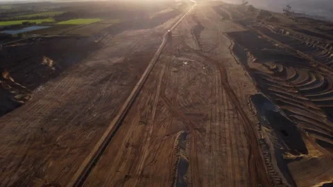 Sunset on a open cast mine in Germany Hambach 스톡 동영상 220509928