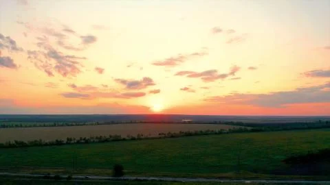 Sunset on the open horizon Stock Photos