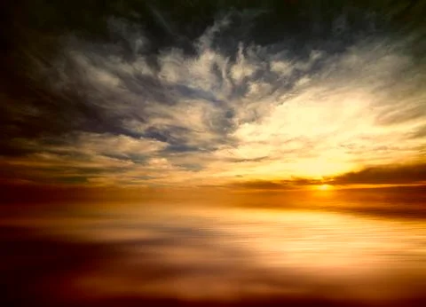 Sunset in the open sea Stock Illustration