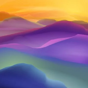 Sunset or Dawn Over the Mountains Landscape - Vector Illustration Stock Illustration