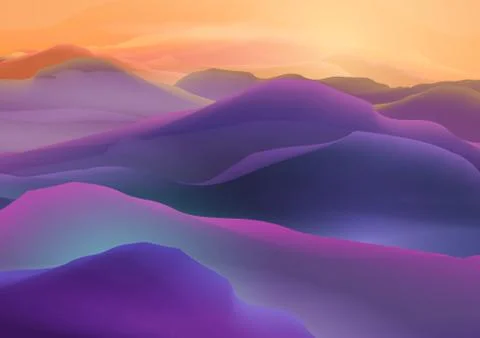 Sunset or Dawn Over the Mountains Landscape - Vector Illustration Stock Illustration