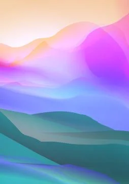 Sunset or Dawn Over Silk Mountains Landscape - Vector Illustration. Stock Illustration