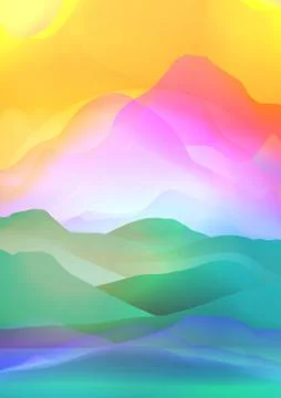 Sunset or Dawn Over Silk Mountains Landscape - Vector Illustration Stock Illustration