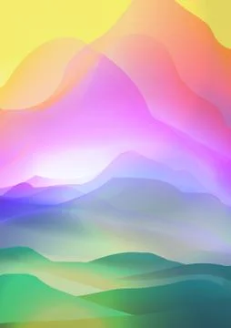 Sunset or Dawn Over Silk Mountains Landscape - Vector Illustration. Stock Illustration