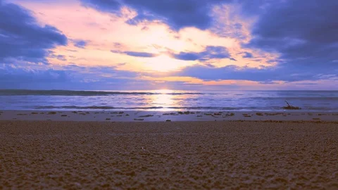 Sunset or sun down on beach sea and beautiful sky and cloud Stock Footage 82737185