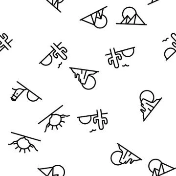 Sunset Or Sunrise Vector Seamless Pattern Stock Illustration