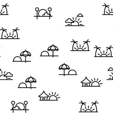 Sunset Or Sunrise Vector Seamless Pattern Stock Illustration
