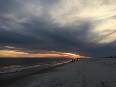 Sunset in Orange Beach 스톡 사진