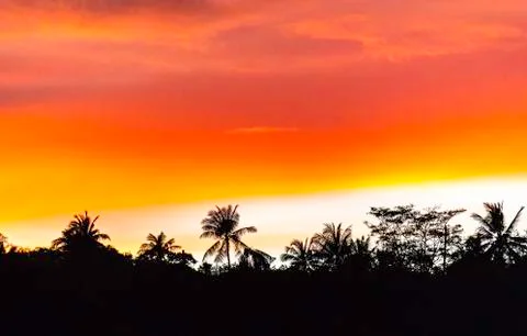 Sunset with orange clouds Stock Photos