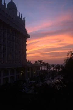 Sunset with orange clouds Stock Photos