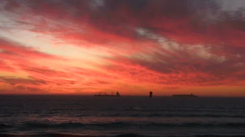 Sunset orange kite surf Stock Footage