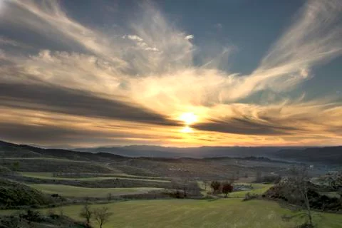 Sunset orange landscape Foto stock