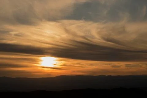 Sunset orange landscape Stock Photos