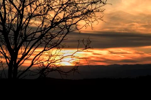 Sunset orange landscape Foto stock