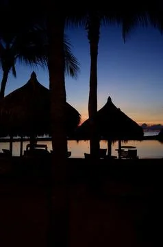 Sunset Oranjestad 스톡 사진