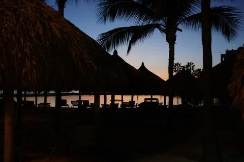 Sunset Oranjestad 스톡 사진