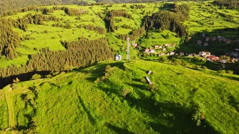 Sunset Orbit Around Telecommunication Post Aged Antenna Rural Bulgaria Stock Footage 274140282