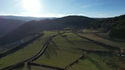 Sunset Orbit Drone Shot Over French Countryside Road Stock Footage 315415429