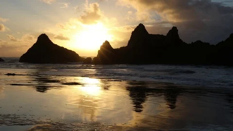Sunset on Oregon Coast Stock Footage 73208428