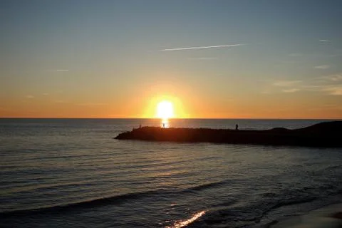 Sunset Ostia Beach Stock Photos