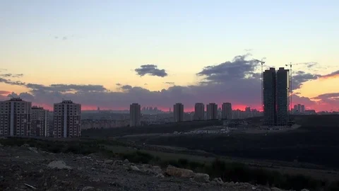 Sunset on the outskirts of the city Stock Footage 72631202