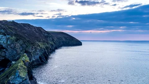 Sunset ove Cliffs in St Agnes, Cornwall, England Stock-Footage 153560814