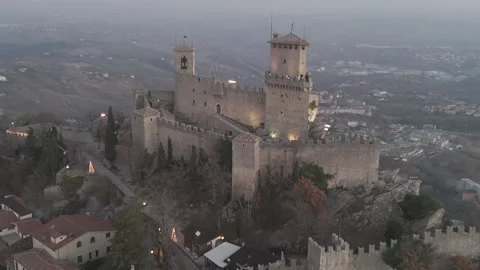 Sunset over the 3 Castles long shot Stock Footage 324024807