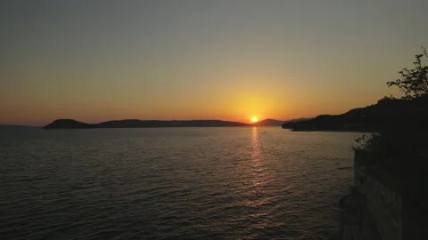 Sunset over the Adriatic Sea and the Dalmatian coast Stock Footage 219972991